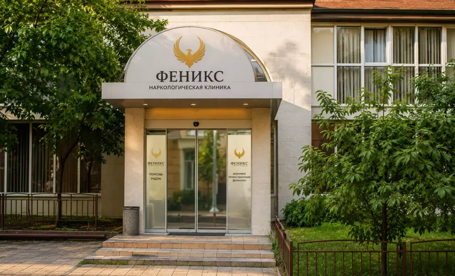 Вход в наркологическую клинику «Феникс» в Щёлкове